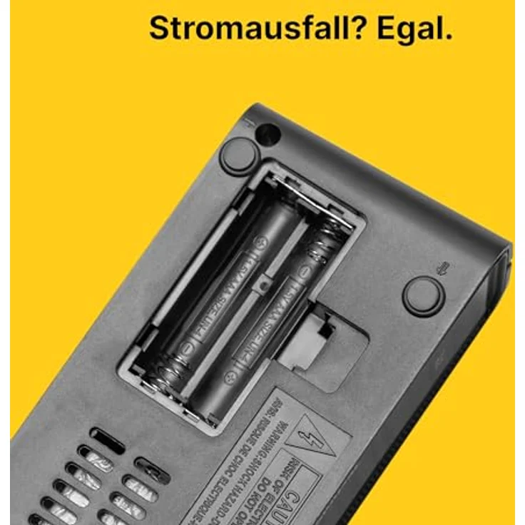 TechniSat DIGICLOCK 2 – kompakter UKW Radiowecker (Zwei Weckzeiten, Schlummerfunktion, dimmbares LCD-Display, Netz- und Batteriebetrieb) in schwarz – Bild 3