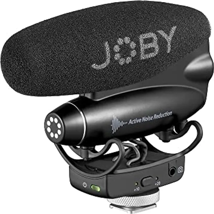 JOBY Wavo PRO Professionelles Richtmikrofon zur Kameramontage, Stabmikrofon mit Eingebauter ANR und mit Rycote-Dämpfungshalterung, Dynamische Mikrofone, Professionelles Mikrofon, Mikrofon Kamera