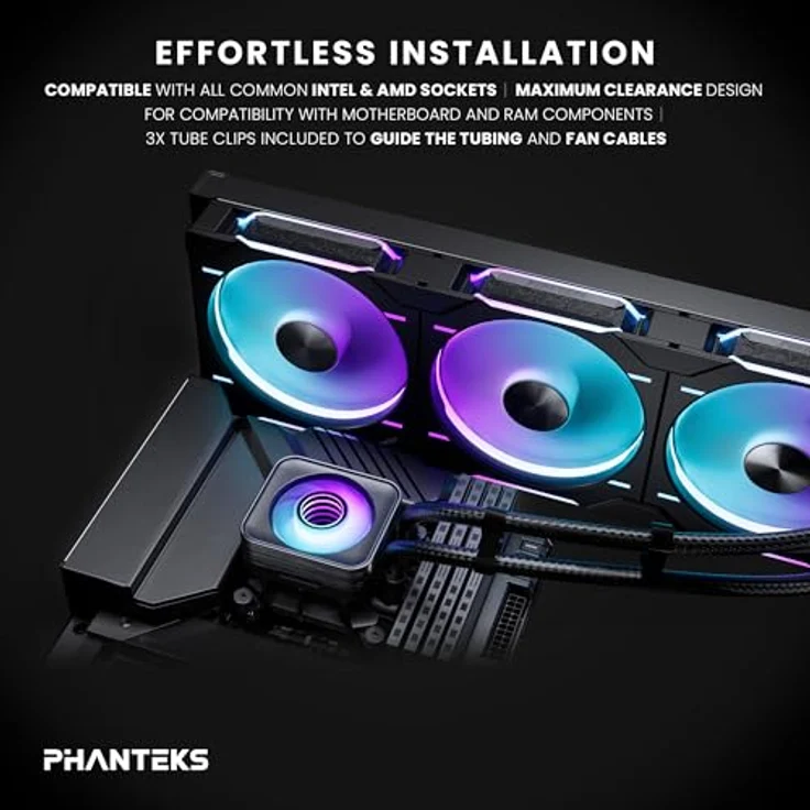 Phanteks Glacier One 420D30 X2 DRGB, 420mm AiO Wasserkühlung für CPU, schwarz, mit DRGB-Beleuchtung – Bild 2