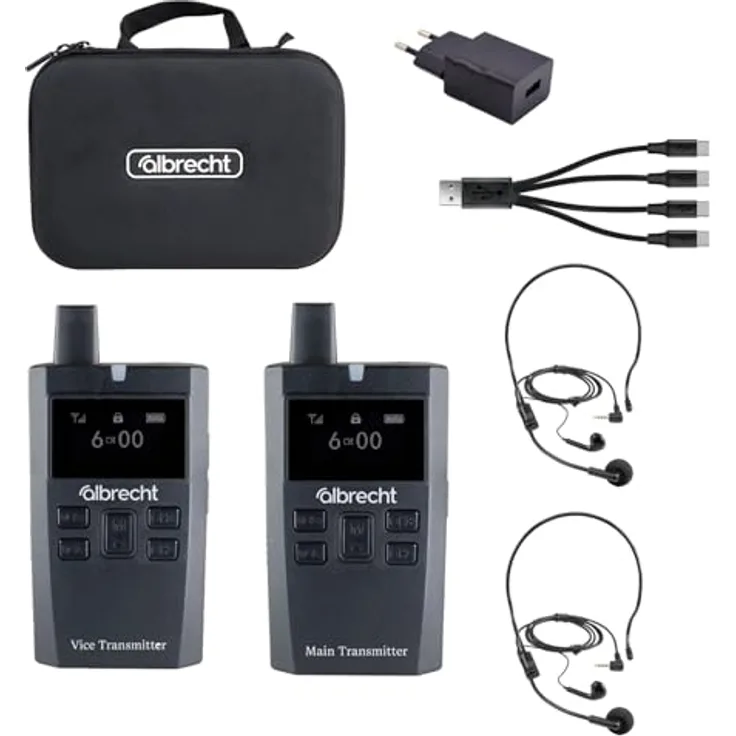 Albrecht 29931.S2 Multicom 2, CB-Handfunkgerät mit Vollduplex-Kommunikation für bis zu 5 Personen, wasserfest, 0.30 km Reichweite