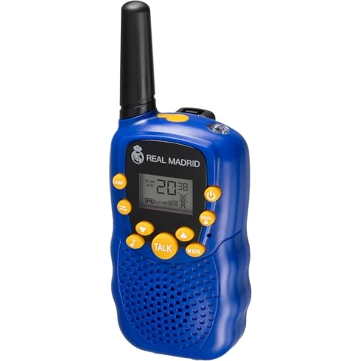 Real Madrid Walkie-Talkies für Kinder, 6 km Reichweite, 8 Kanäle, VOX-Modus, Taschenlampe, Gürtelclip – Bild 3
