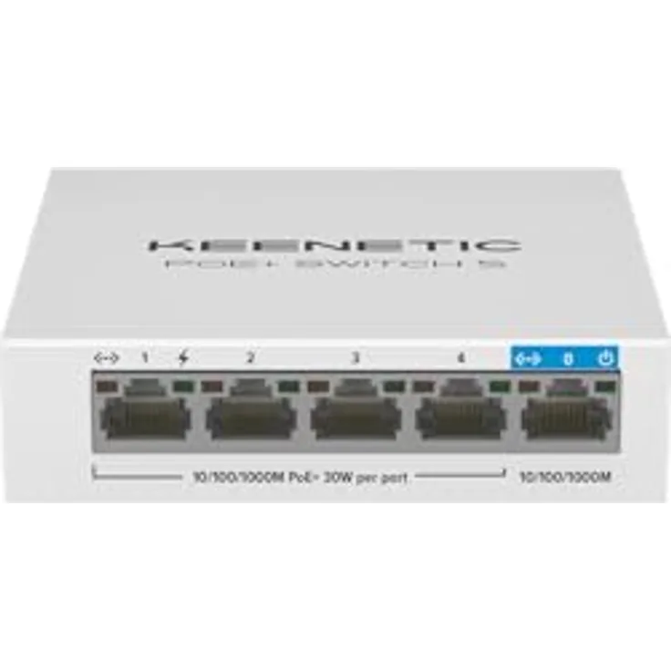 Keenetic PoE+ Switch 5, Switch mit Ein-Kabel-Bereitstellung und intelligentem Netzteil