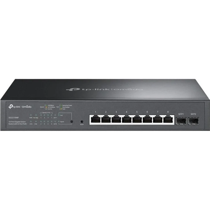 tp-link SG2210MP, Managed Netzwerk-Switch mit 8 Gigabit RJ-45 Ports und PoE, 1U Rack-Einbau
