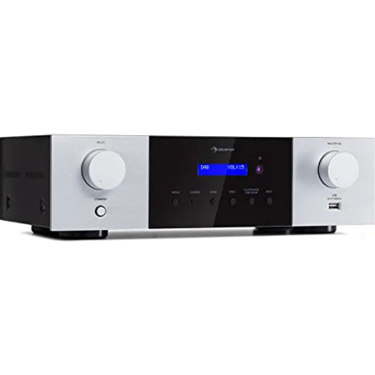 Auna AMP-4000 DAB, Hifi-Stereo-Verstärker mit DAB+ Radiofunktion, USB-Slot und Bluetooth Verbindung, Schwarz