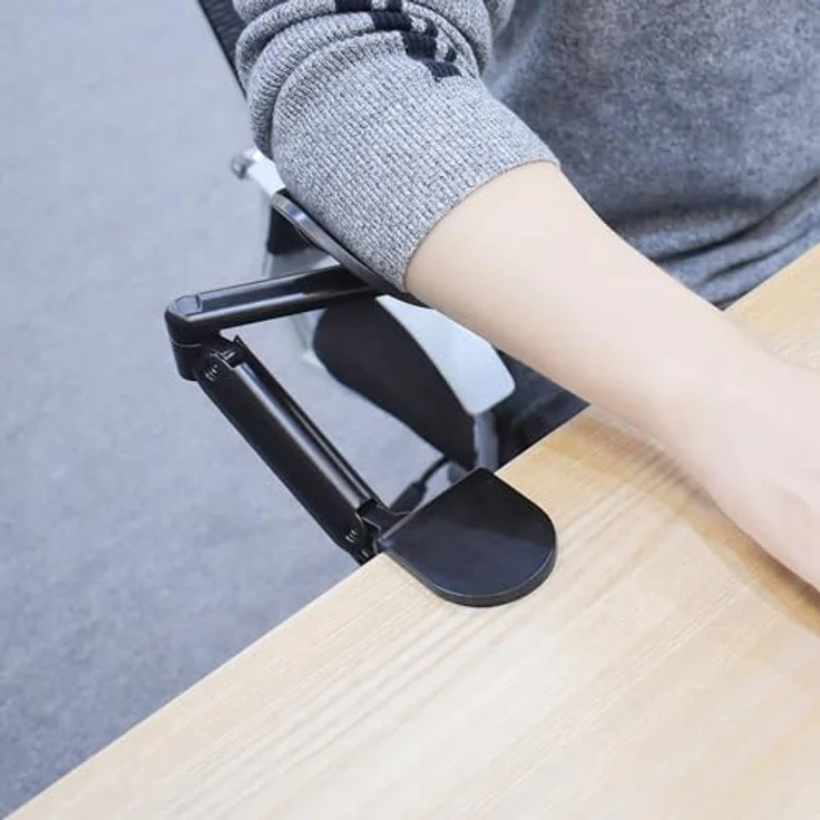 hjh OFFICE RELEX RT1 Armstütze, Ergonomische Handballenauflage aus Aluminium und Stahl, gepolstert, drehbar, für Schreibtisch – Bild 6