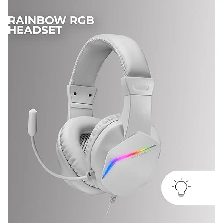 Mars Gaming MCP-RGB3, Gaming-Set mit RGB-Tastatur, RGB-Maus 3200 DPI, Over-Ear Headset und XXL-Mousepad, Weiß, Französische Sprache – Bild 5