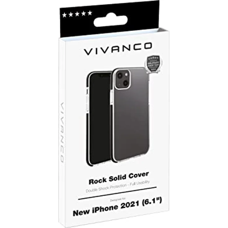 Vivanco Rock Solid Backcover Apple iPhone 13 Transparent, Schwarz – Bild 5