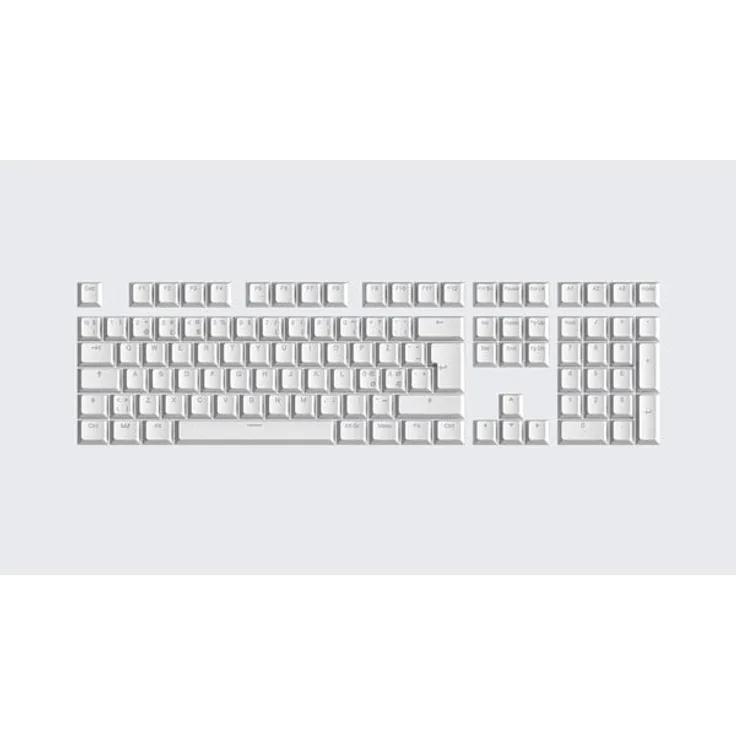 Wooting PBT ISO Keycaps Just White, Double-Shot-PBT Keycap-Set mit hintergrundbeleuchtungsdurchlässigen Legenden, Nordic ISO Layout