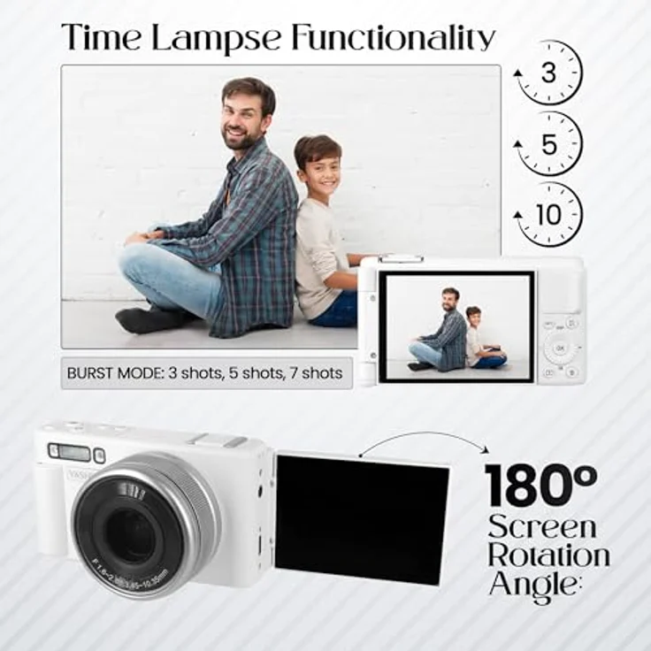 Yashica Kyocera City100 Digitalkamera, Weiß mit 13-72 MP Auflösung und 4K Video-Funktion – Bild 5