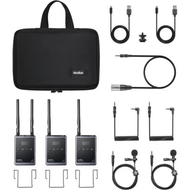 Godox WMicS1 Pro Kit 2, Doppelkanal-Drahtlosmikrofonsystem mit UHF-Technologie für größere Reichweite