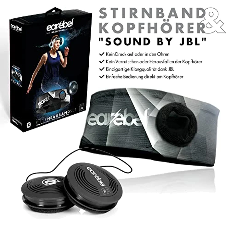 Sport Elite Stirnband mit JBL Bluetooth 5.0 On-Ear Kopfhörer und Mikrofon - Grey Pattern S/M – Bild 3