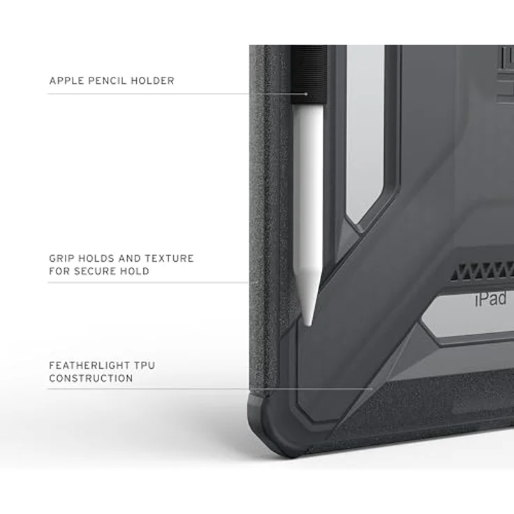 URBAN ARMOR GEAR Scout LT Case für Apple iPad 10.9 / iPad 11, grau transparent, mit Apple Pencil Halterung und verstärkten Ecken, Militärstandard Schutz – Bild 3