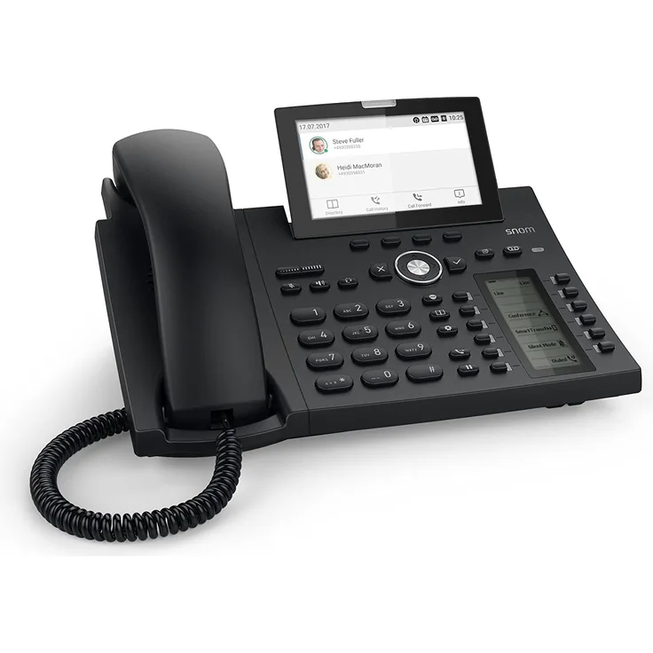 Snom D385N SIP Tischtelefon, 4,3'' TFT-Farbdisplay 480 x 272 Pixel, 12 SIP-Identitäten, Sensorhakenschalter, USB, 48 selbstbeschriftende Schlüssel (12 physische), schwarz (00004600)