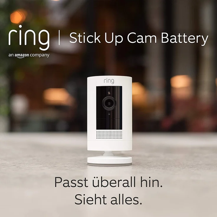 Ring Stick Up Cam Battery Outdoor Kamera, Überwachungskamera mit 1080p HD-Video, witterungsbeständig, geeignet für Haus & Grundstück, Akku und WLAN, Alexa-kompatibel, weiß (8SC1S1-WEU0) – Bild 2