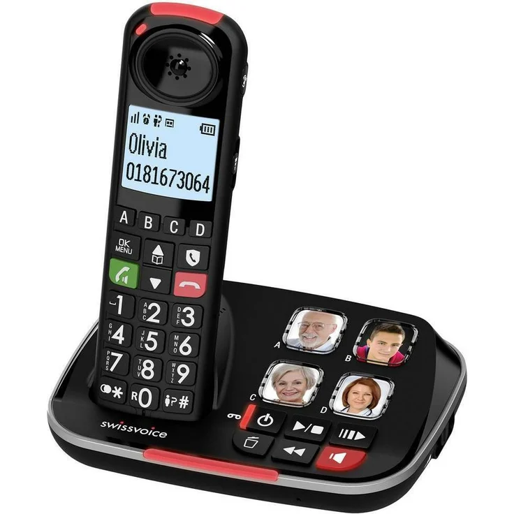 SwissVoice Xtra 2355 Schnurloses Seniorentelefon, Anrufbeantworter, Foto-Tasten, Freisprechen, für Hörgeräte kompatibel – Bild 2