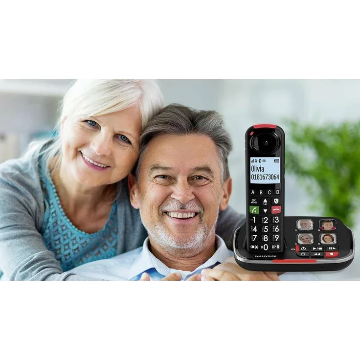 SwissVoice Xtra 2355 Schnurloses Seniorentelefon, Anrufbeantworter, Foto-Tasten, Freisprechen, für Hörgeräte kompatibel – Bild 4
