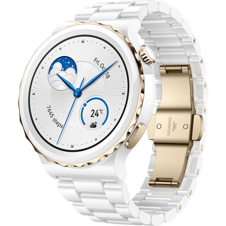Huawei Watch GT3 Pro Smartwatch GPS, Damen, 43mm, Keramikarmband, White Ceramic – Bild 2