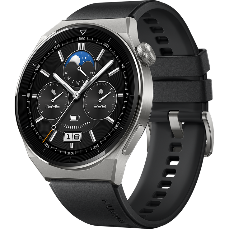 Huawei Watch GT3 Pro Active Smartwatch GPS, Unisex, 46mm, Fluorelastomerarmband, Schwarz – Bild 2