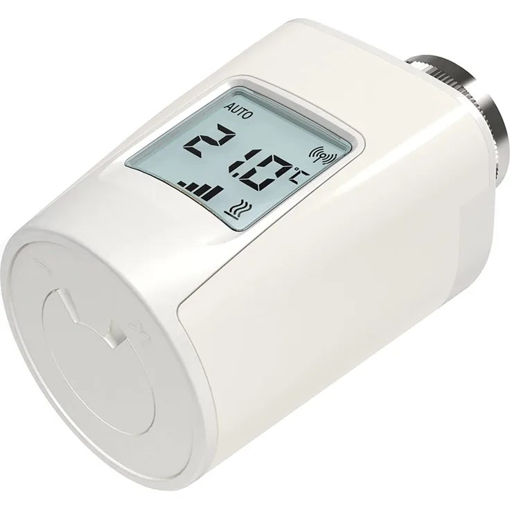 essentials Heizkörperthermostat BT, energieautark, kompatibel mit allen Heizungsventilen, Smart Home fähig, keine Batterien nötig, 4 Heizintervalle/Tag, weiß (120305)
