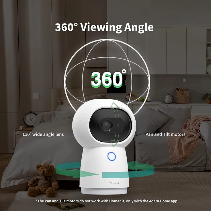Aqara Camera Hub G3 2K Sicherheitstür-Kamera, AI Gesichts- und Gestenerkennung, 360° Betrachtungswinkel durch Schwenken und Neigen, funktioniert mit Apple HomeKit Secure Video, Amazon Alexa, Google Assistant, IFTTT – Bild 5