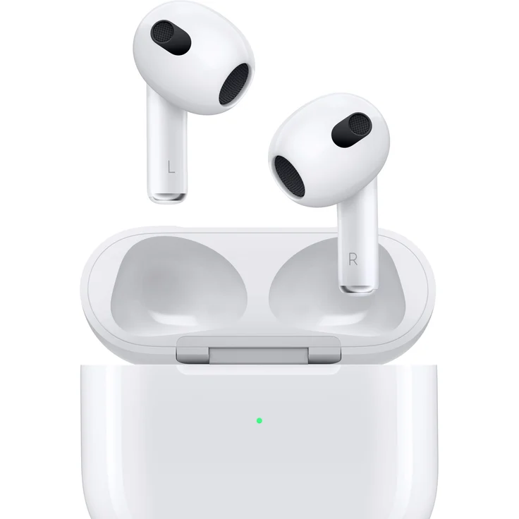 Apple AirPods 3. Generation (2022) mit Lightning Ladecase True Wireless In-Ear-Kopfhörer mit Bluetooth, Mikrofon, weiß (MPNY3ZM/A) – Bild 1