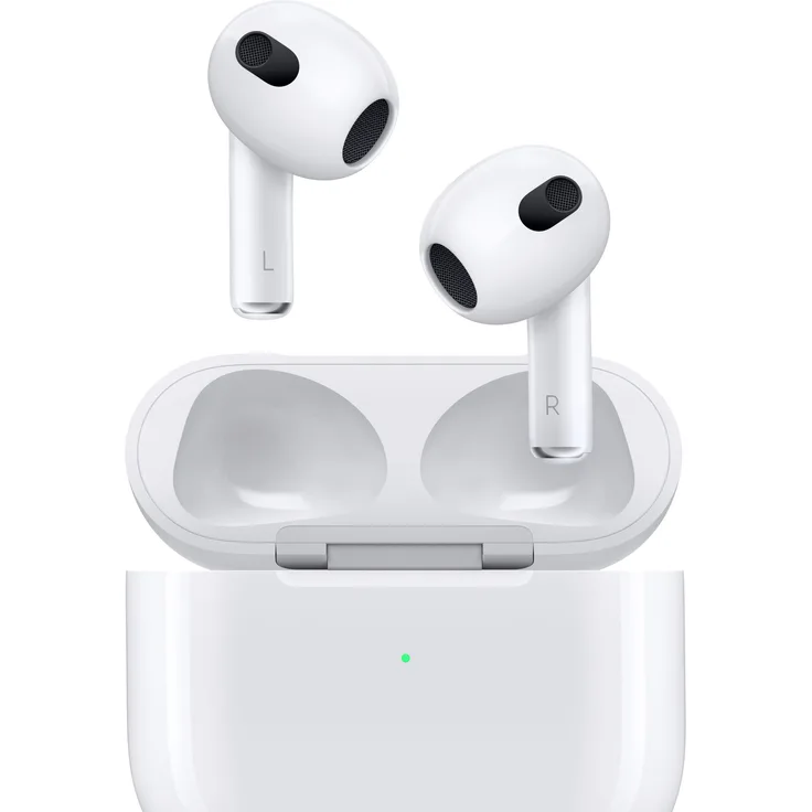 Apple AirPods 3. Generation (2022) mit Lightning Ladecase True Wireless In-Ear-Kopfhörer mit Bluetooth, Mikrofon, weiß (MPNY3ZM/A)