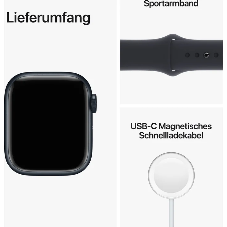 Apple Watch Series 8 Smartwatch GPS + Cellular, 41mm, Aluminiumgehäuse Mitternacht, Sportarmband Mitternacht (MNHV3FD/A) – Bild 9