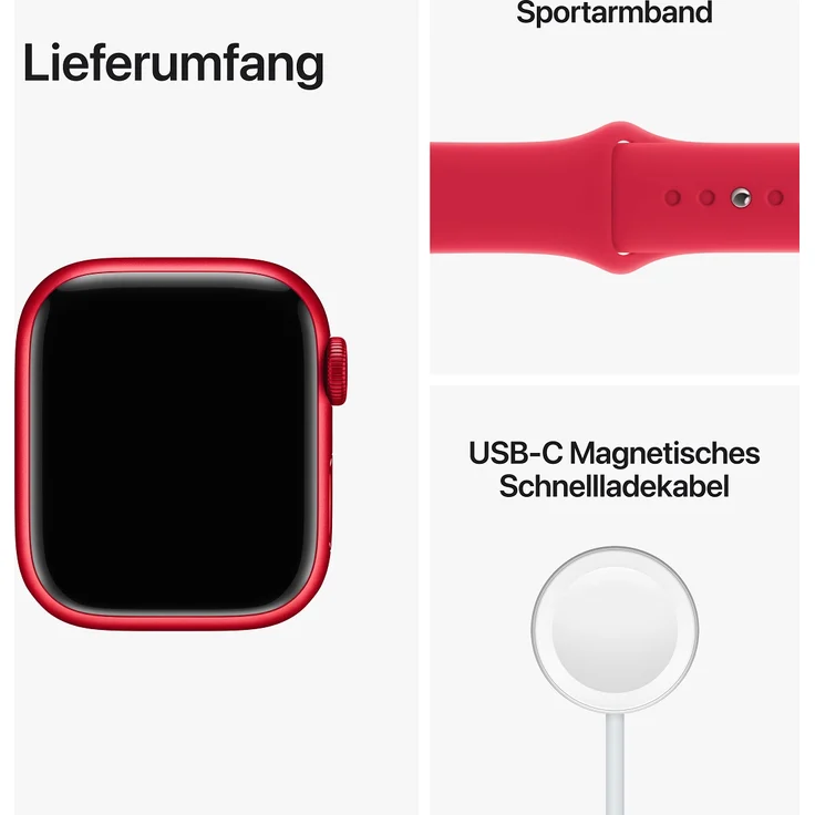 Apple Watch Series 8 Smartwatch GPS + Cellular, 41mm, Aluminiumgehäuse (PRODUCT)RED, Sportarmband (PRODUCT)RED (MNJ23FD/A) – Bild 9