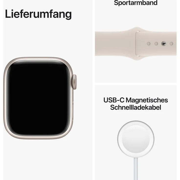 Apple Watch Series 8 Smartwatch GPS + Cellular, 41mm, Aluminiumgehäuse Polarstern, Sportarmband Polarstern (MNHY3FD/A) – Bild 8