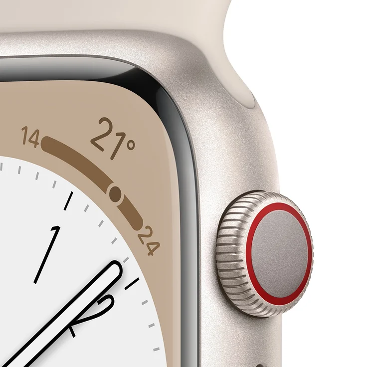 Apple Watch Series 8 Smartwatch GPS + Cellular, 45mm, Aluminiumgehäuse Polarstern, Sportarmband Polarstern (MNK73FD/A) – Bild 3