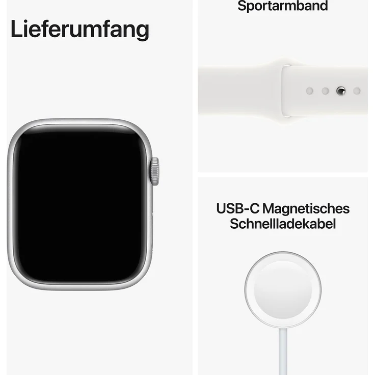 Apple Watch Series 8 Smartwatch GPS + Cellular, 45mm, Aluminiumgehäuse Silber, Sportarmband Weiß (MP4J3FD/A) – Bild 9