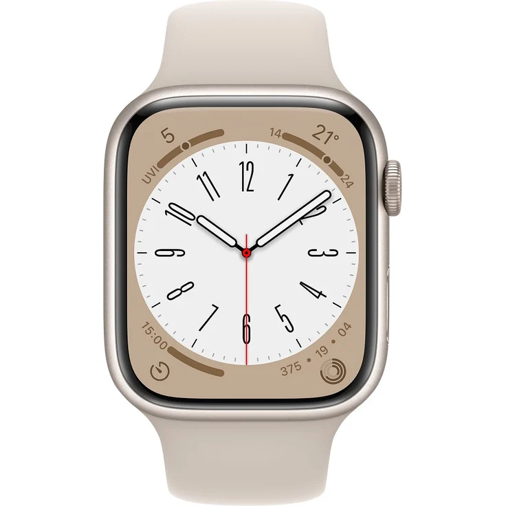 Apple Watch Series 8 Smartwatch GPS + Cellular, 45mm, Aluminiumgehäuse Polarstern, Sportarmband Polarstern (MNK73FD/A) – Bild 2