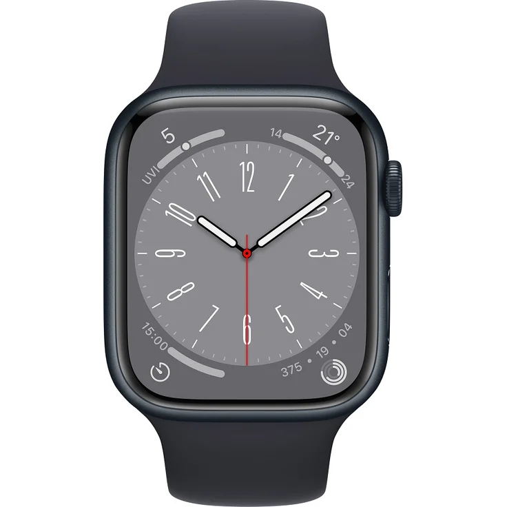Apple Watch Series 8 Smartwatch GPS + Cellular, 45mm, Aluminiumgehäuse Mitternacht, Sportarmband Mitternacht (MNK43FD/A) – Bild 2
