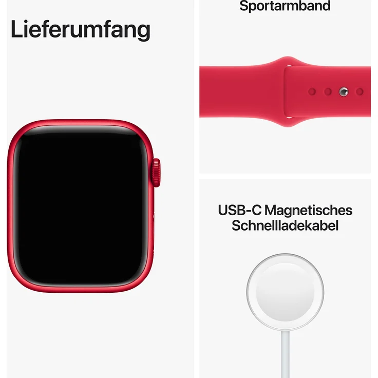 Apple Watch Series 8 Smartwatch GPS + Cellular, 45mm, Aluminiumgehäuse (PRODUCT)RED, Sportarmband (PRODUCT)RED (MNKA3FD/A) – Bild 9