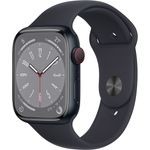 Apple Watch Series 8 Smartwatch GPS + Cellular, 45mm, Aluminiumgehäuse Mitternacht, Sportarmband Mitternacht (MNK43FD/A)