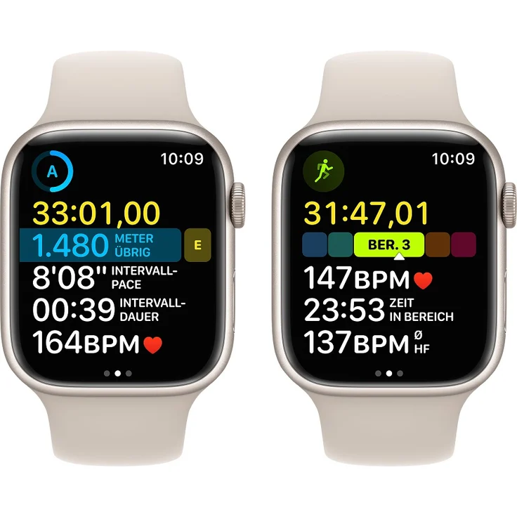 Apple Watch Series 8 Smartwatch GPS + Cellular, 45mm, Aluminiumgehäuse Polarstern, Sportarmband Polarstern (MNK73FD/A) – Bild 7