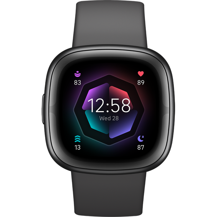 Fitbit Sense 2 Smartwatch GPS, Unisex, 40,5mm, Silikonarmband in Nachtgrau, Aluminiumgehäuse in Graphit – Bild 2