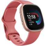 Fitbit Versa 4 Smartwatch GPS, Damen, 40,5mm, Silikonarmband in Sandrosa, Aluminiumgehäuse in Kupferrosé