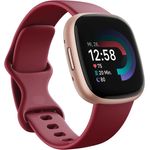 Fitbit Versa 4 Smartwatch GPS, Damen, 40,5mm, Silikonarmband in Himbeerrot, Aluminiumgehäuse in Kupferrosé