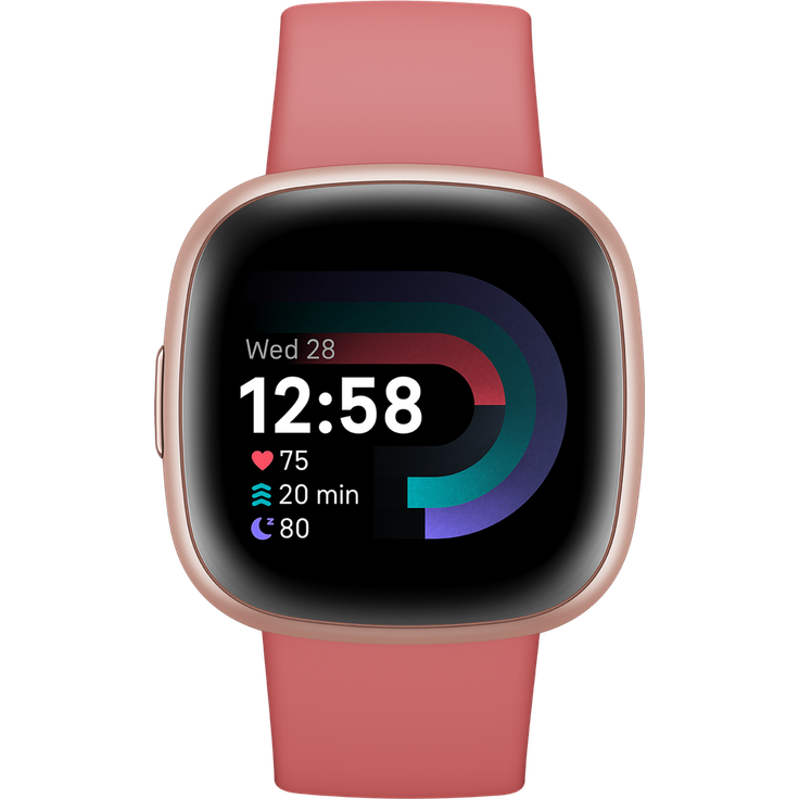 Fitbit Versa 4 Smartwatch GPS, Damen, 40,5mm, Silikonarmband in Sandrosa, Aluminiumgehäuse in Kupferrosé – Bild 2
