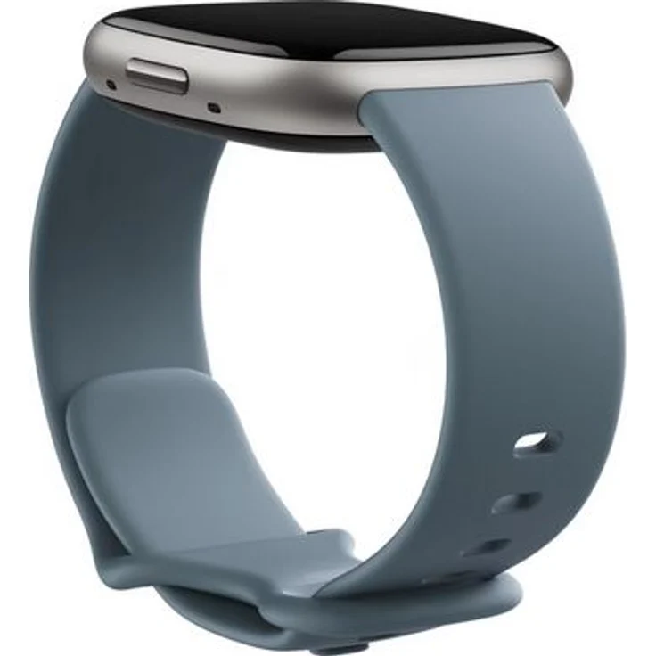 Fitbit Versa 4 Smartwatch GPS, Unisex, 40,5mm, Silikonarmband in Wasserfallblau, Aluminiumgehäuse in Platin – Bild 3