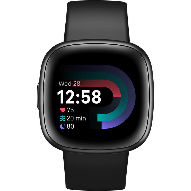 Fitbit Versa 4 Smartwatch GPS, Unisex, 40,5mm, Silikonarmband in Schwarz, Aluminiumgehäuse in Graphit – Bild 2