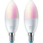WiZ LED Smart Leuchtmittel RGBW, E14, B39, 4,9 W, 470 lm, 2er-Pack, weiß (9290024488AW)