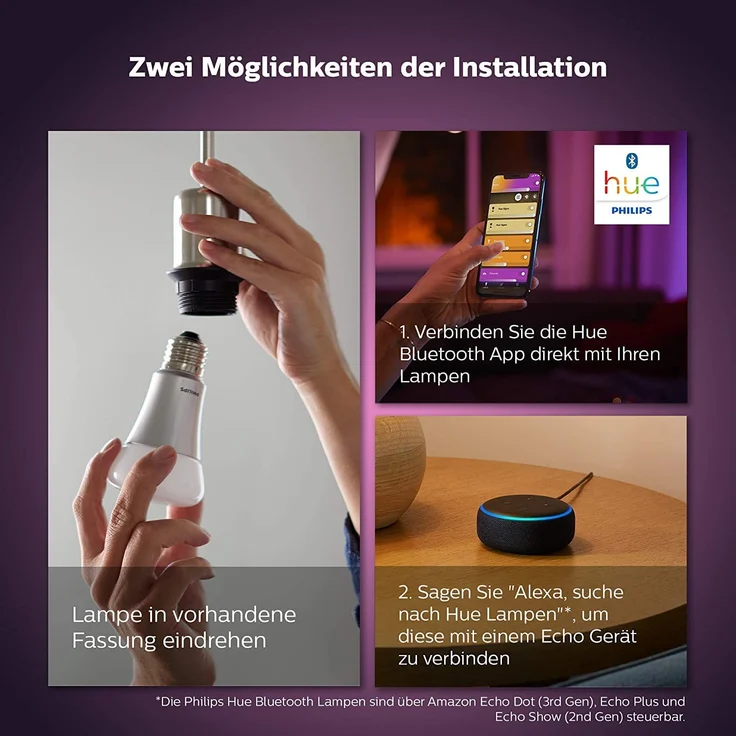 Philips Hue White & Color Ambiance E14 LED Lampe 1-er Pack, dimmbar, bis zu 16 Millionen Farben, steuerbar via App, kompatibel mit Amazon Alexa (Echo/Echo Dot) – Bild 3