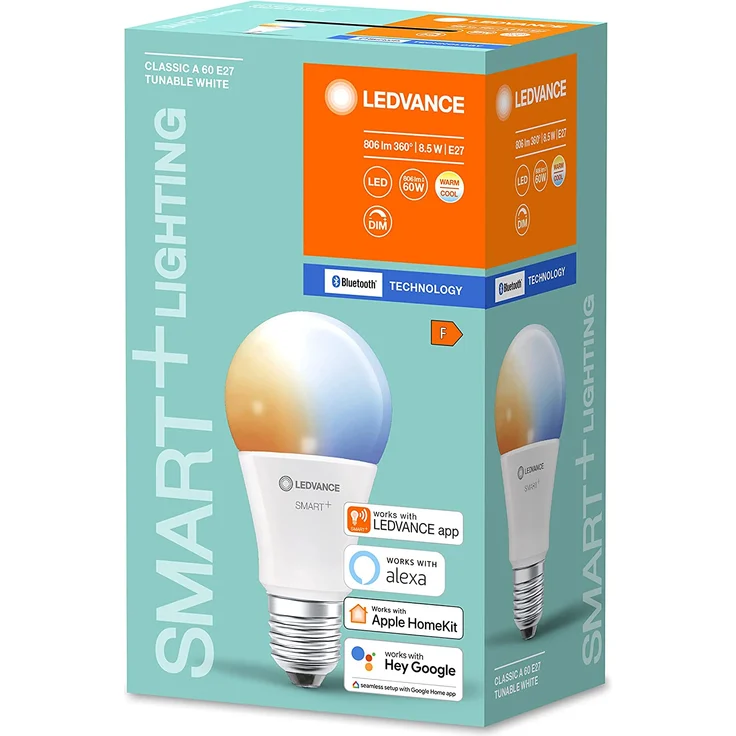 LEDVANCE SMART+ Classic TW Smarte LED-Lampe mit Bluetooth Mesh Technologie, E27, Dimmbar, Lichtfarbe änderbar (2700-6500K), ersetzt Glühlampen mit 60W, steuerbar mit Amazon Alexa und Google, 1er-Pack – Bild 3