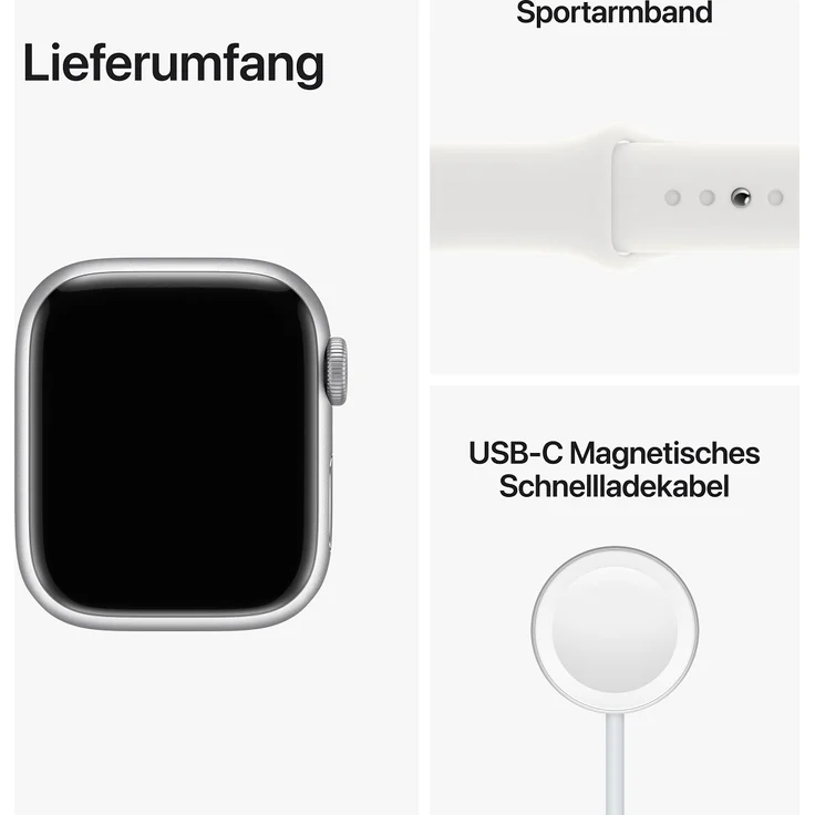 Apple Watch Series 8 Smartwatch GPS + Cellular, 41mm, Edelstahgehäuse Silber, Sportarmband Weiß (MNJ53FD/A) – Bild 9