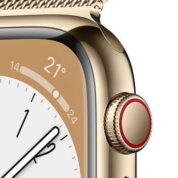 Apple Watch Series 8 Smartwatch GPS + Cellular, 41mm, Edelstahgehäuse Gold,  Milanaise-Armband Gold (MNJF3FD/A): Tests, Infos & Preisvergleich