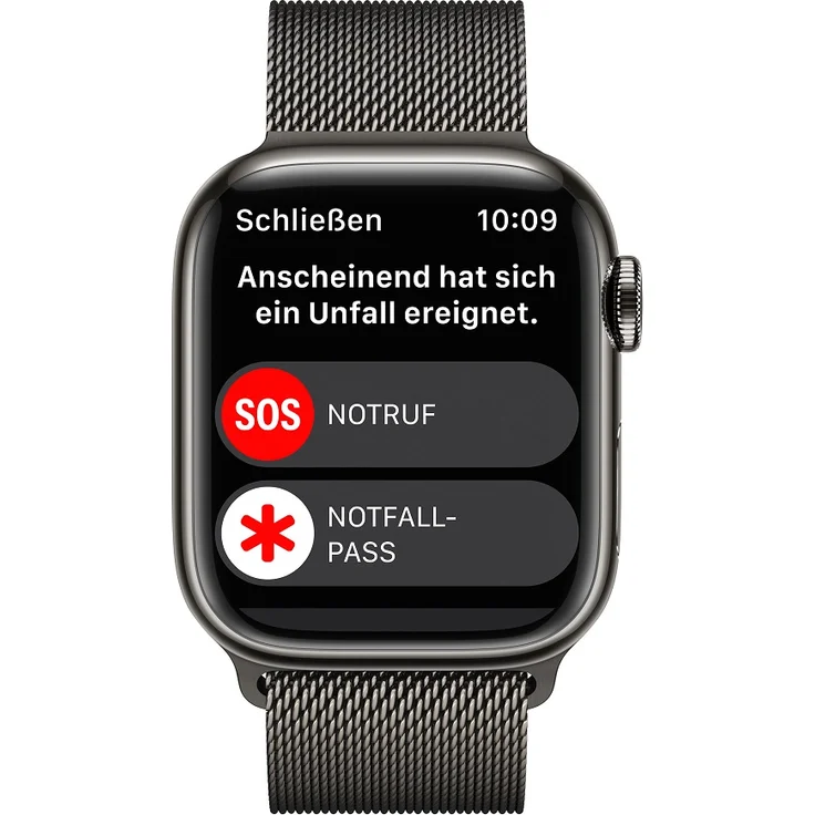 Apple Watch Series 8 Smartwatch GPS + Cellular, 41mm, Edelstahgehäuse Graphit, Milanaise-Armband Graphit (MNJM3FD/A) – Bild 6