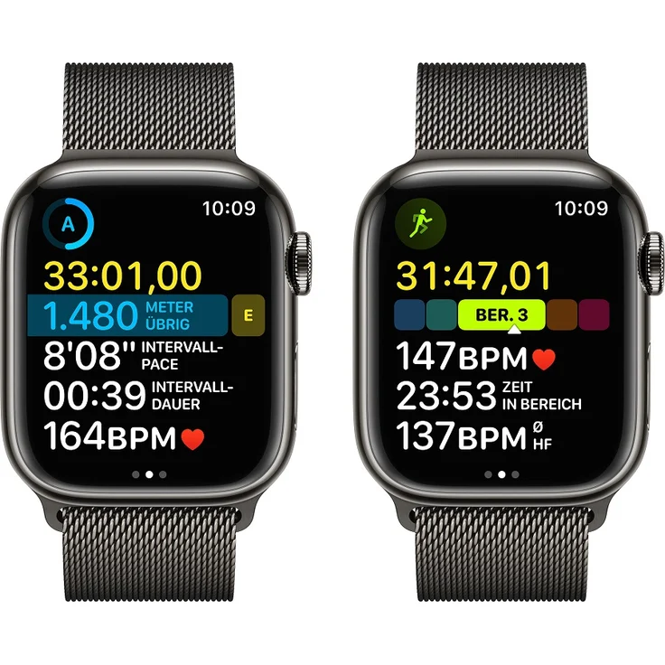Apple Watch Series 8 Smartwatch GPS + Cellular, 41mm, Edelstahgehäuse Graphit, Milanaise-Armband Graphit (MNJM3FD/A) – Bild 7