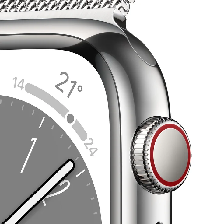Apple Watch Series 8 Smartwatch GPS + Cellular, 41mm, Edelstahgehäuse Silber, Milanaise-Armband Silber (MNJ83FD/A) – Bild 3